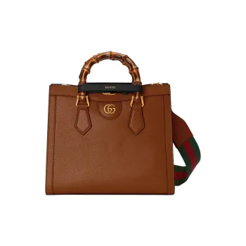 GUCCI Diana Leather Tote Bag Shopping Bag Shoulder Bags Handbags Small Size Unisex Brown