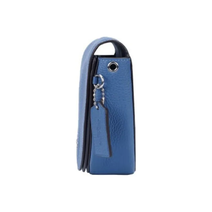 COACH Ellen Leather Flap Bag Saddle Bag Crossbody Bag Shoulder Bag Women's Blue-3