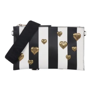 VERSACE JEANS COUTURE Polyurethane Small Square Bag, Clutch, Shoulder Bag, Crossbody Bag Women's Black White