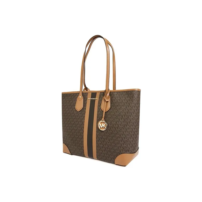 MICHAEL KORS Eva Canvas Tote Bag Shopping Bag Handbag Women's Apple Brown-3