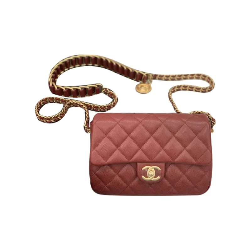 CHANEL Classic Flap CF Coin Collection Calfskin Gold Coin Bag, Shoulder Bag, Crossbody Bag Trumpets Women's Red-1