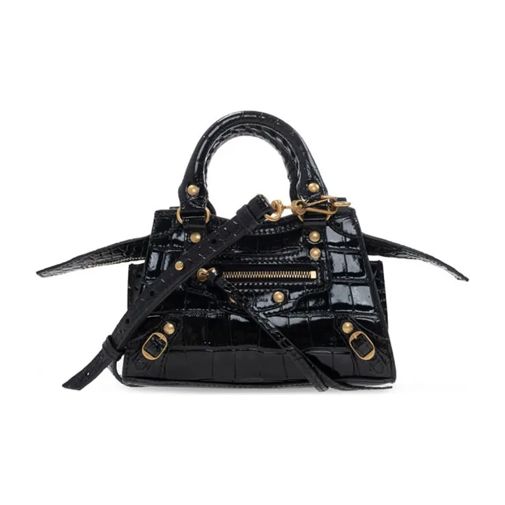 Balenciaga Neo Classic Cow Leather Bag, Biker Bag, One Shoulder Handbag Women's Black-0