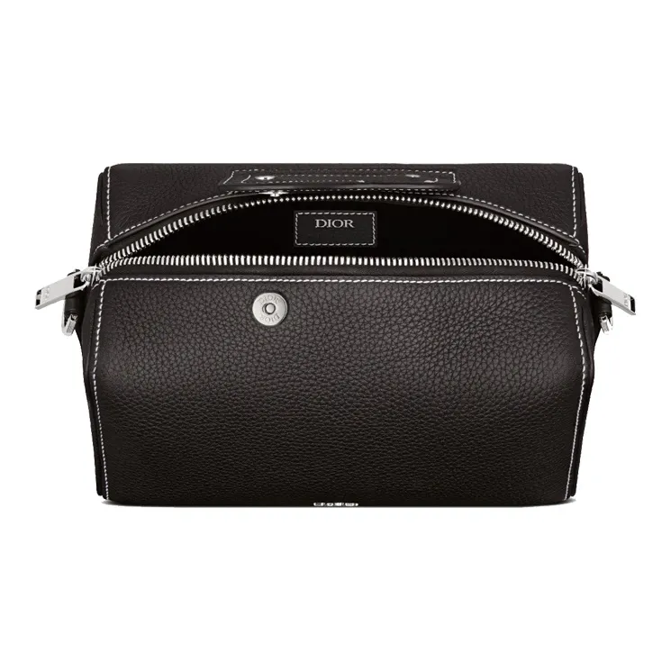 DIOR Grained Calfskin Saddle Bag Cylinder Bag Shoulder Bag Crossbody Bag Men's Black-2