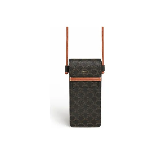 CELINE Triomphe Canvas Sheepskin Crossbody Bag Women's Tawny