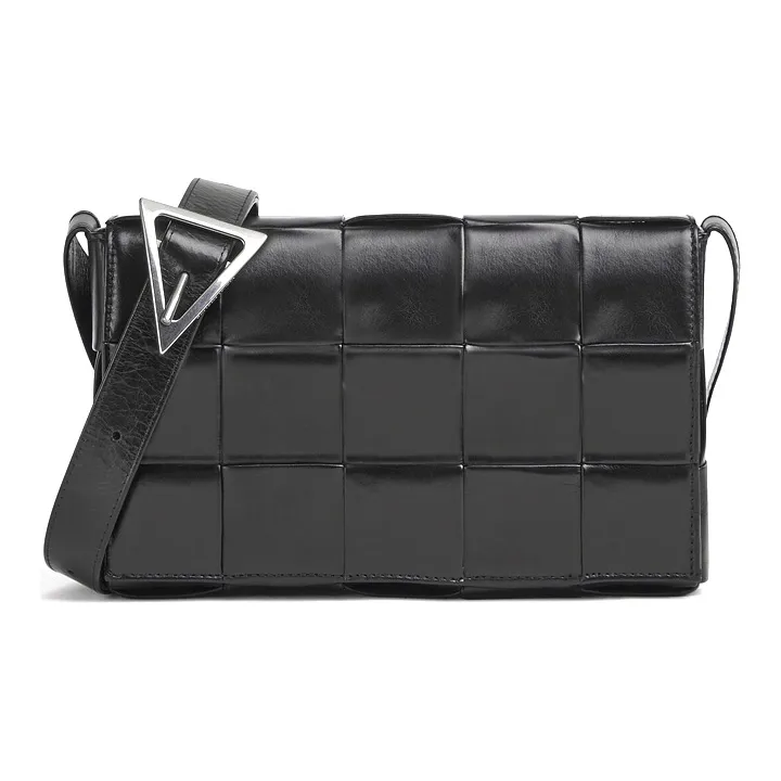 Bottega Veneta Cassette Intreccio Crossbody Bag Medium Black-0