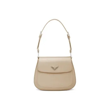 PRADA Cleo Leather Shoulder Bag Crossbody Bag Women's Desert Beige