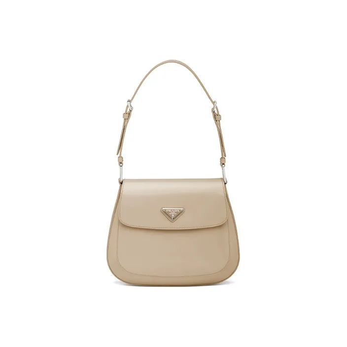 PRADA Cleo Leather Shoulder Bag Crossbody Bag Women's Desert Beige-0
