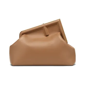 FENDI Fendi First Lambskin Handheld Shoulder Bag Crossbody Bag Medium Size Women's Beige