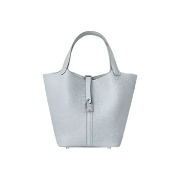 HERMES Picotin Lock Little Bull Leather Basket Bag, Bucket Bag, Handbag 22 Women's 08 Bleu Pale Holy Grail Blue