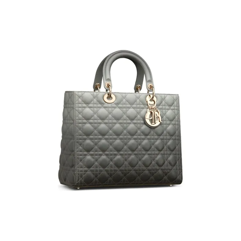 DIOR Sheepskin Lady Dior Bag, Shoulder Bag, Crossbody Bag, Handbag Large Size Women's Gray-1