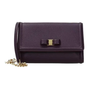 FERRAGAMO Leather Shoulder Bag Crossbody Bag Mini Women's Purple