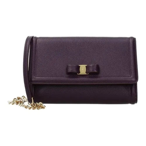 FERRAGAMO Leather Shoulder Bag Crossbody Bag Mini Women's Purple