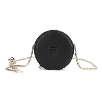 FILA Polyurethane Small Round Bag Shoulder Bag Crossbody Bag Mini Women's Jet Black