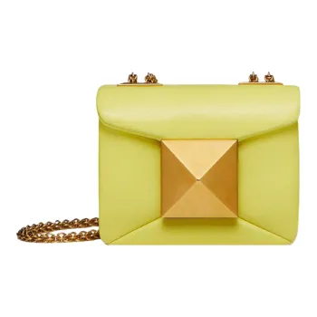 Valentino One Stud Calfskin Box Bag Clutch One Shoulder Handbag Mini Women's Lemon Yellow