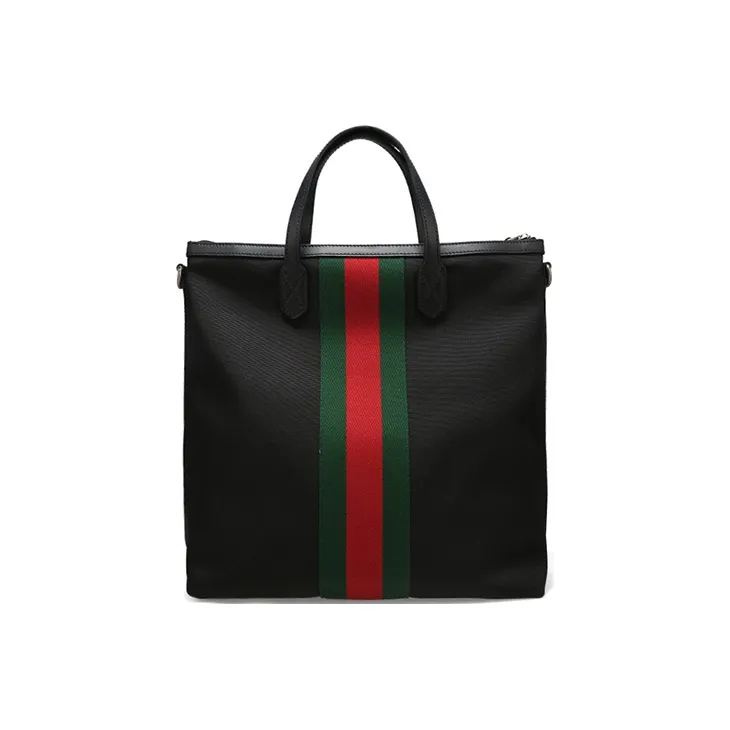 GUCCI Canvas With Leather Canvas Bag, Handbag Men's Black-1