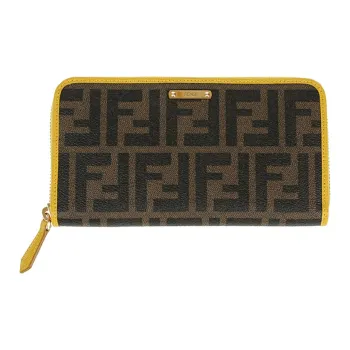 FENDI PVC Wallet Small Size Women's Brown/Yellow