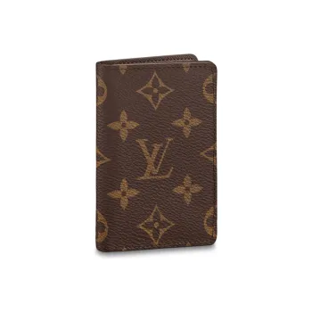 LOUIS VUITTON Pocket Organizer Coated Canvas Card Holder, Wallet Unisex Brown