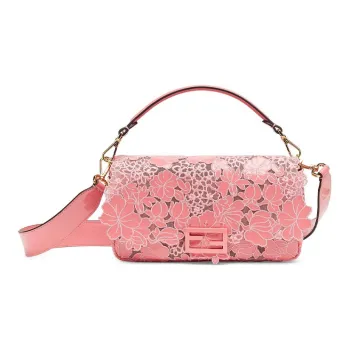 FENDI Baguette Cow Leather Shoulder Bag Crossbody Bag Handbag Medium Size Women's Pink Multicolor Candy Color