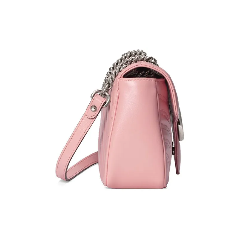 GUCCI GG Marmont Leather Shoulder Bag Crossbody Bag Small Size Women's Pink/Candy Color/Unicorn Pink-2