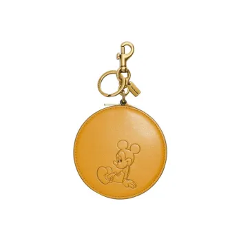 COACH X Disney Mickey Collaboration Leather Bag Charm Women's Yellow