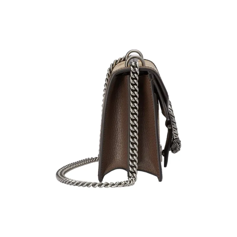 GUCCI Dionysus Canvas With Leather Crossbody Bag, Shoulder Bag Women's Beige Brown-2