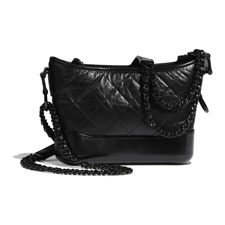 CHANEL GabrielleSo Black Calfskin Handbag, Shoulder Bag, Crossbody Bag Trumpets Women's Pure Black-1