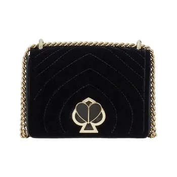 Kate Spade Velour With Leather Chain Bag Shoulder Bag Crossbody Bag Small Size Women's Black