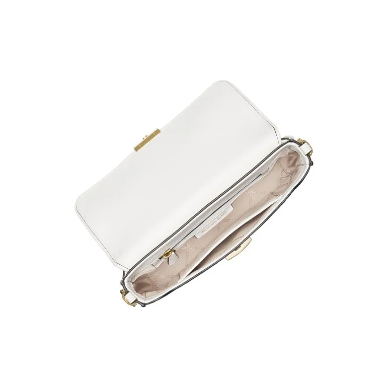 MICHAEL KORS Bradshaw Cow Leather Shoulder Bag, Baguette Bag, Shoulder Bag Trumpets Women's Black White-2