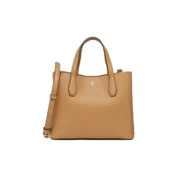 TORY BURCH Leather Tote Bag, Shopping Bag, Shoulder Bag, Handbag Tubas Women's Cognac