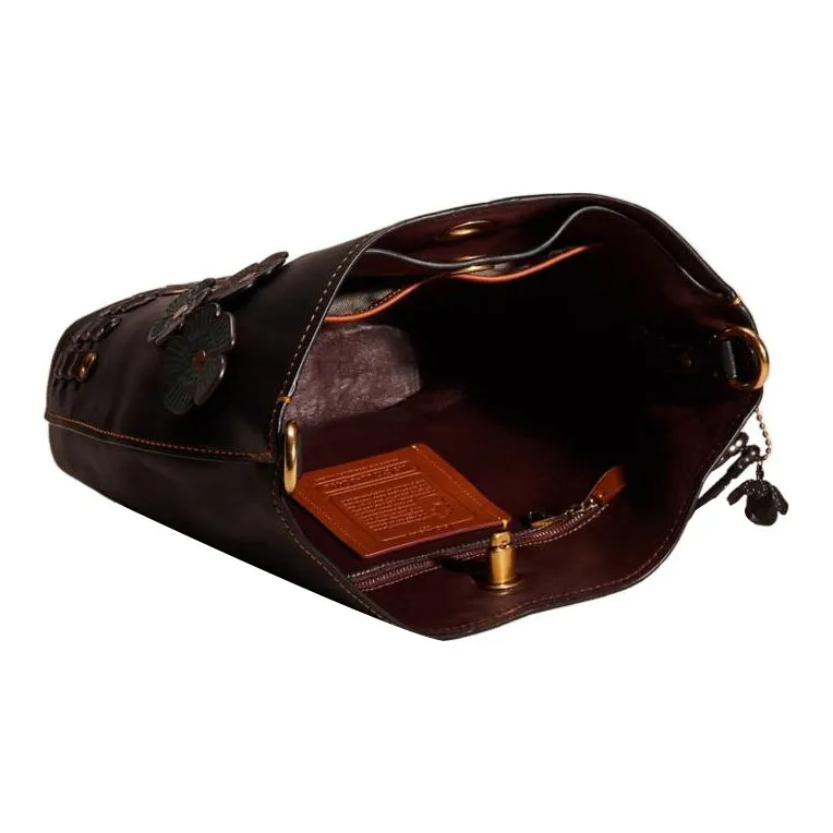 COACH Glove Leather Bucket Bag, Shoulder Bag, Crossbody Bag Tubas Women's Black-2