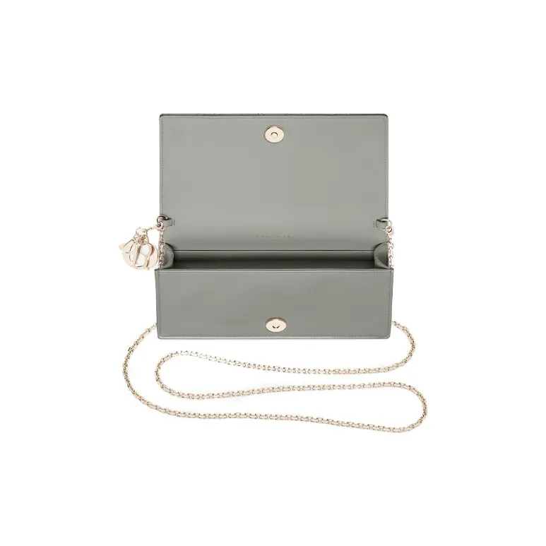 DIOR Lady Dior Patent Leather Cowhide Clutches Crossbody Bags Shoulder Bags Women's Rock Gray-2