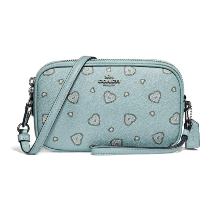 COACH Sadie Leather Shoulder Bag Crossbody Bag Small Size Women's Green-0
