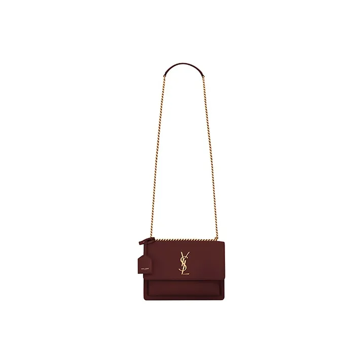 SAINT LAURENT Smooth Leather Sunset Bag, Crossbody Bag, Shoulder Bag Medium Size Women's Dark Red-1