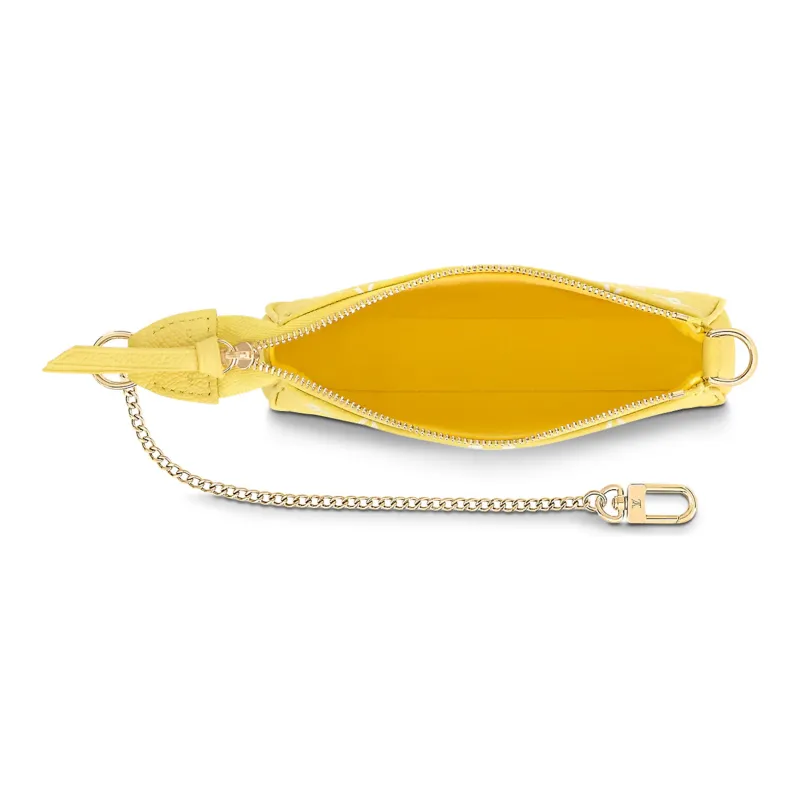 LOUIS VUITTON Pochette Accessories Mini Monogram Empreinte Embossed Lemon Curd Yellow-3
