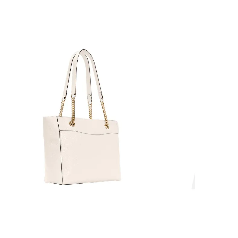 COACH Marlie Pebbled Leather Tote Bag, Shopping Bag, Shoulder Bag, Handbag Large Size Women's White-1
