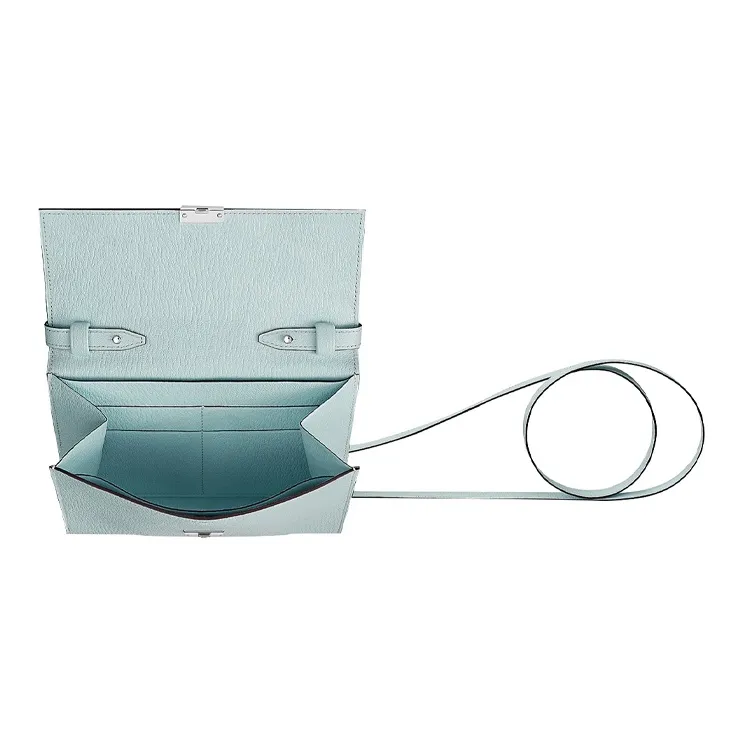 HERMES Clic Mysore Goat Skin Crossbody Bag, Shoulder Bag Women's T0 Bleu Brume Dusty Blue-8