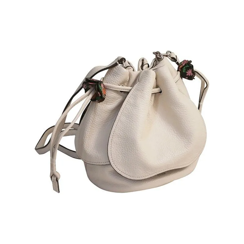 COACH Petal Pebbled Leather Bucket Bag Handbag Shoulder Bag Crossbody Bag Small Size Women's White-1