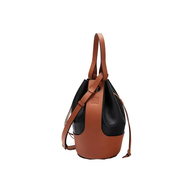 LOEWE Balloon Cow Leather Balloon Bag Bucket Bag Shoulder Bag Crossbody Bag Medium Size Women's Black/Tan-1
