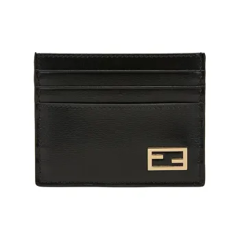 FENDI Cow Leather Card Holder Card Holder Regular Men's Black