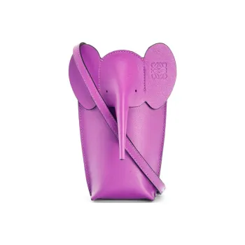 LOEWE Elephant Pocket Calfskin Cell Phone Pouch Women's Bright Purple