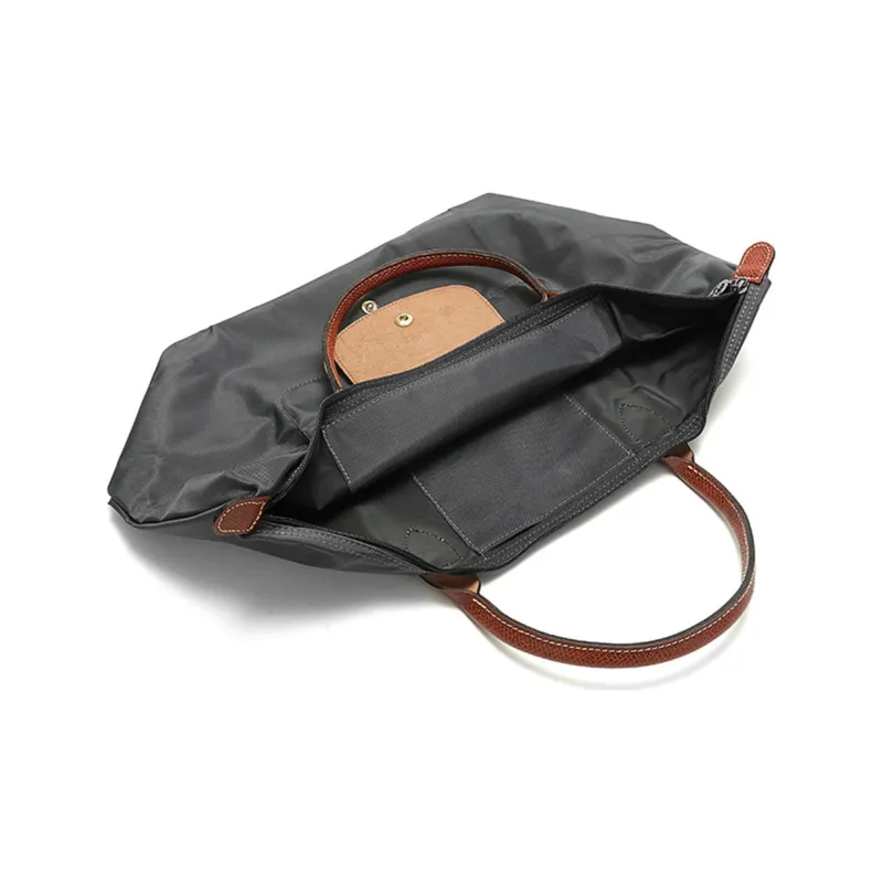 LONGCHAMP Le Foulonné Fabric Handbag Women's Dark Gray-4