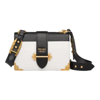 PRADA Cahier Calfskin Small Square Bag Shoulder Bag Crossbody Bag Women's Black/White