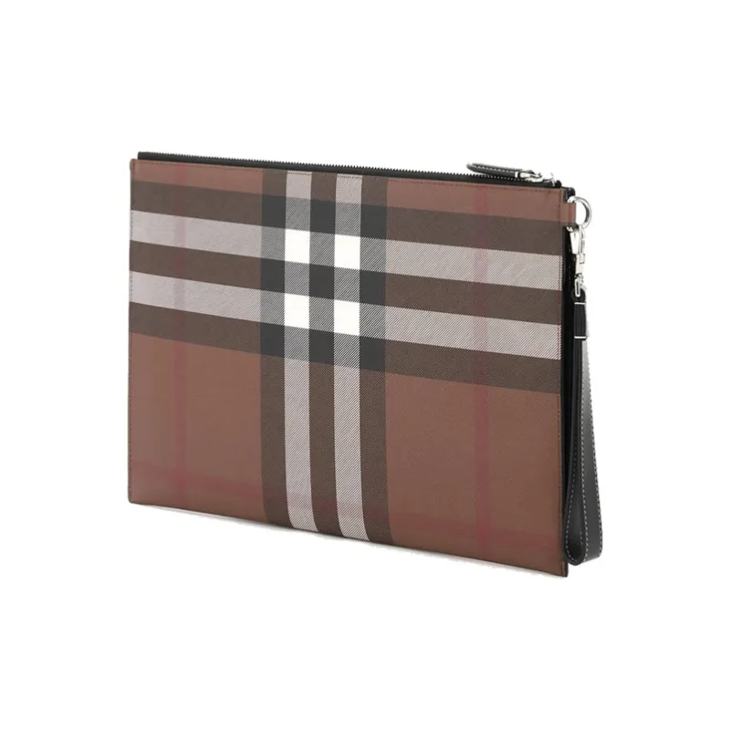 Burberry Large Check E Canvas Zip Pouch 'Dark Birch Brown'-2