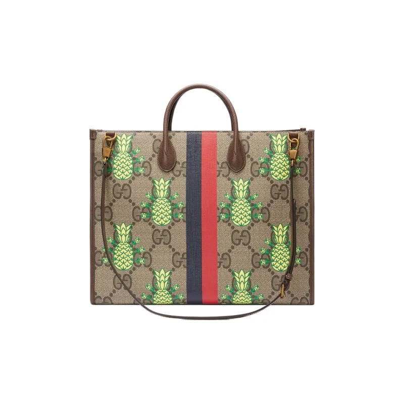 GUCCI Pineapple Supreme Canvas Handbag Crossbody Bag Men's Beige/Ebony-3
