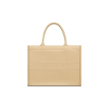 DIOR BookTote Smooth Cow Leather Handbag Handbag Small Size Women's Lava Brown
