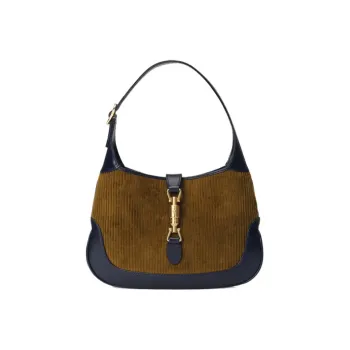 GUCCI Jackie 1961 Corduroy Crescent Shoulder Bag Shoulder Bag Women's Brown Blue Multicolor