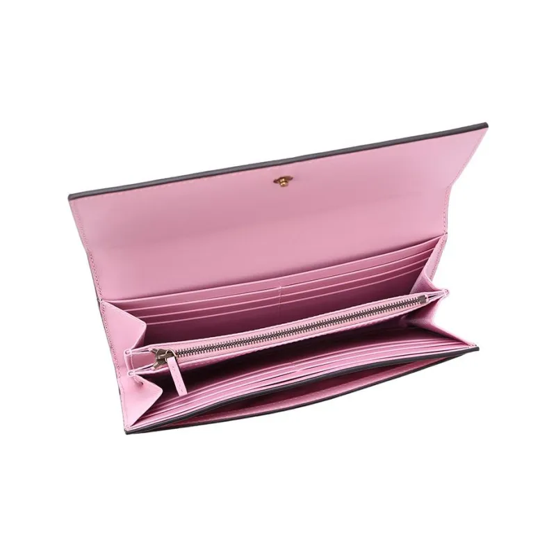 GUCCI Cow Leather Card Holder Wallet Women's Ebony/Red/Pink-3