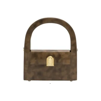 STAR TOWN Cow Leather Crossbody Handbag Regular Women's Gradient Chestnut Brown/Gradient Charcoal Black