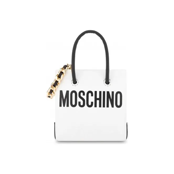 MOSCHINO Cow Leather Crossbody Bag Mini Women's White-0