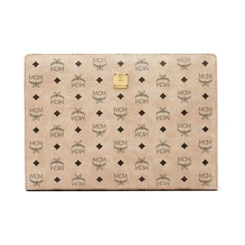 MCM Canvas Clutch Large Size Women's Beige